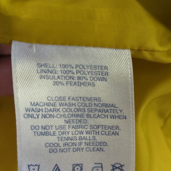 Lands End Down Puffer Vest Womens L Yellow Pockets Full Zip Outdoors - Picture 3 of 6